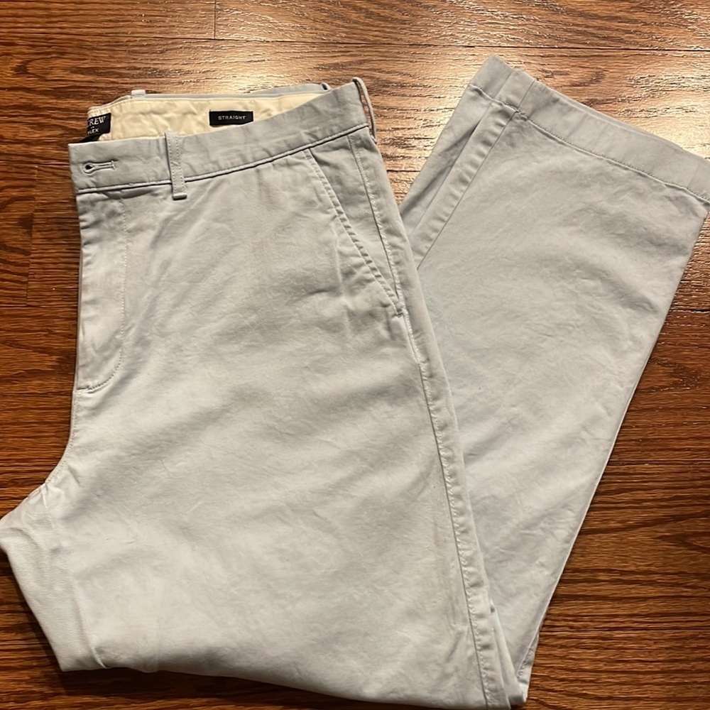 J CREW men’s Flex Straight cut Chino pants flat front 4 pocket light blue 36-30 - Picture 1 of 16